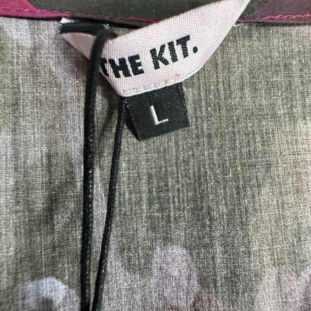 THE KIT. Purple Floral Cotton V-Neck Midi Dress with Pockets and Ruffle Size L - Picture 3 of 16